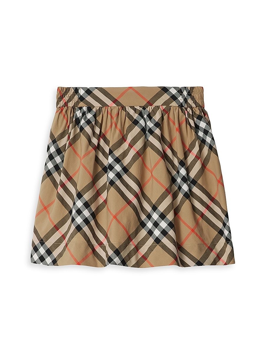 Little Girl's & Girl's Kelsey Check Cotton Skirt - Sand Check - Size 8