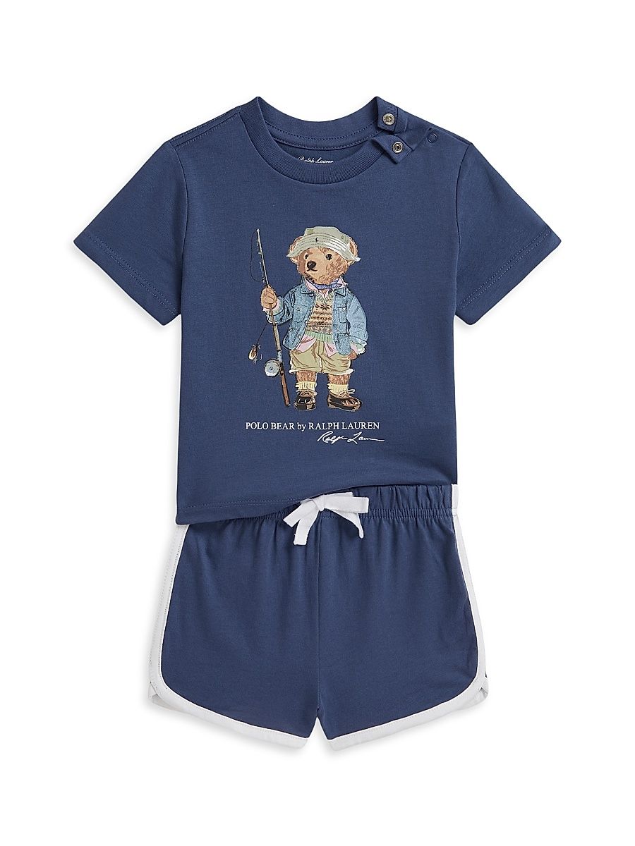 Baby Boy's Polo Bear T-Shirt & Shorts Set - Old Royal - Size 9 Months