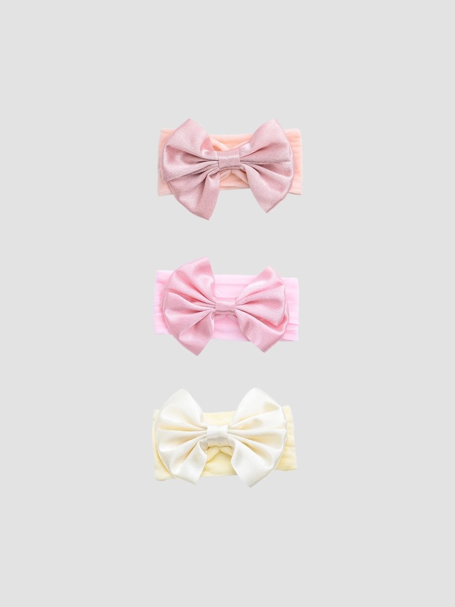 Mimi Tutu Girl's Girl's Elastic Bow Headband Set - Rose Yellow Pink