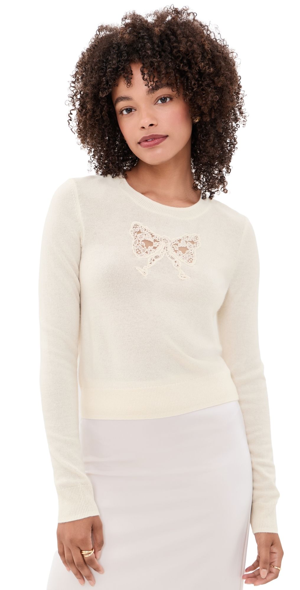 LoveShackFancy Mingley Sweater Cozy Ivory XXS