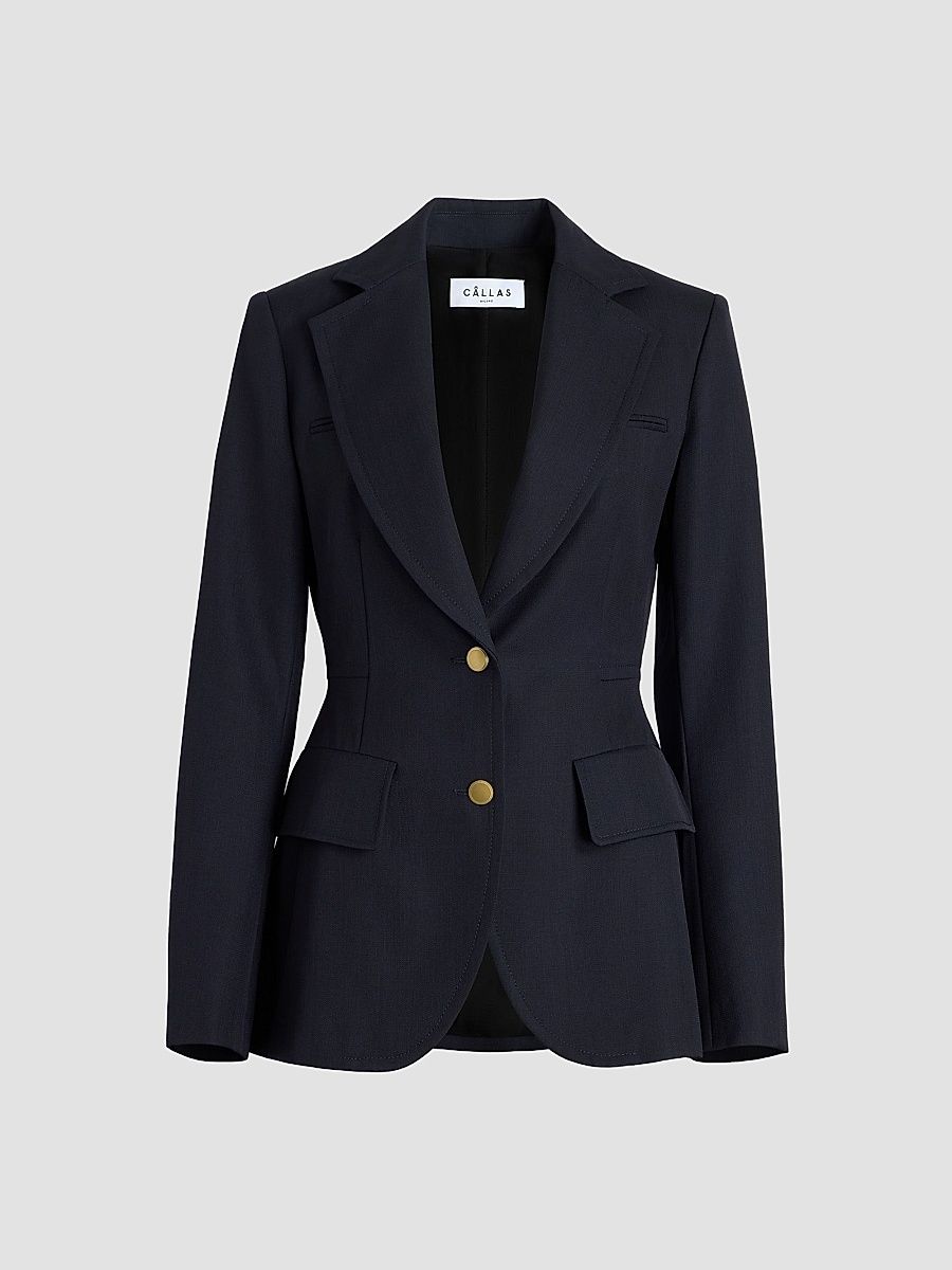 Women's Neptune Relaxed Double Faced Tuxedo Jacket - Navy - Size 12