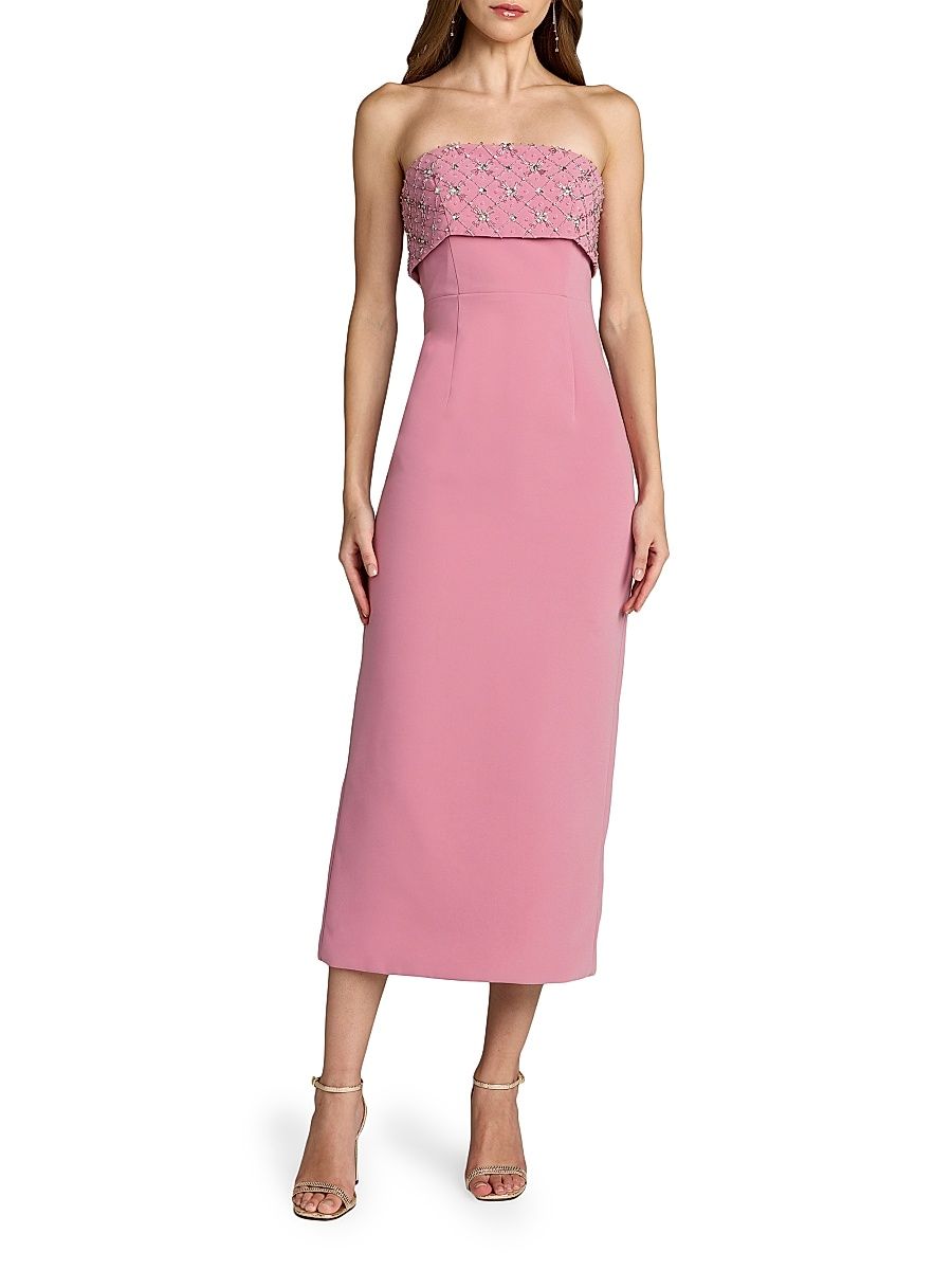 Women's Rhinestone-Embellished Crepe Strapless Cocktail Dress - Orchid - Size 2