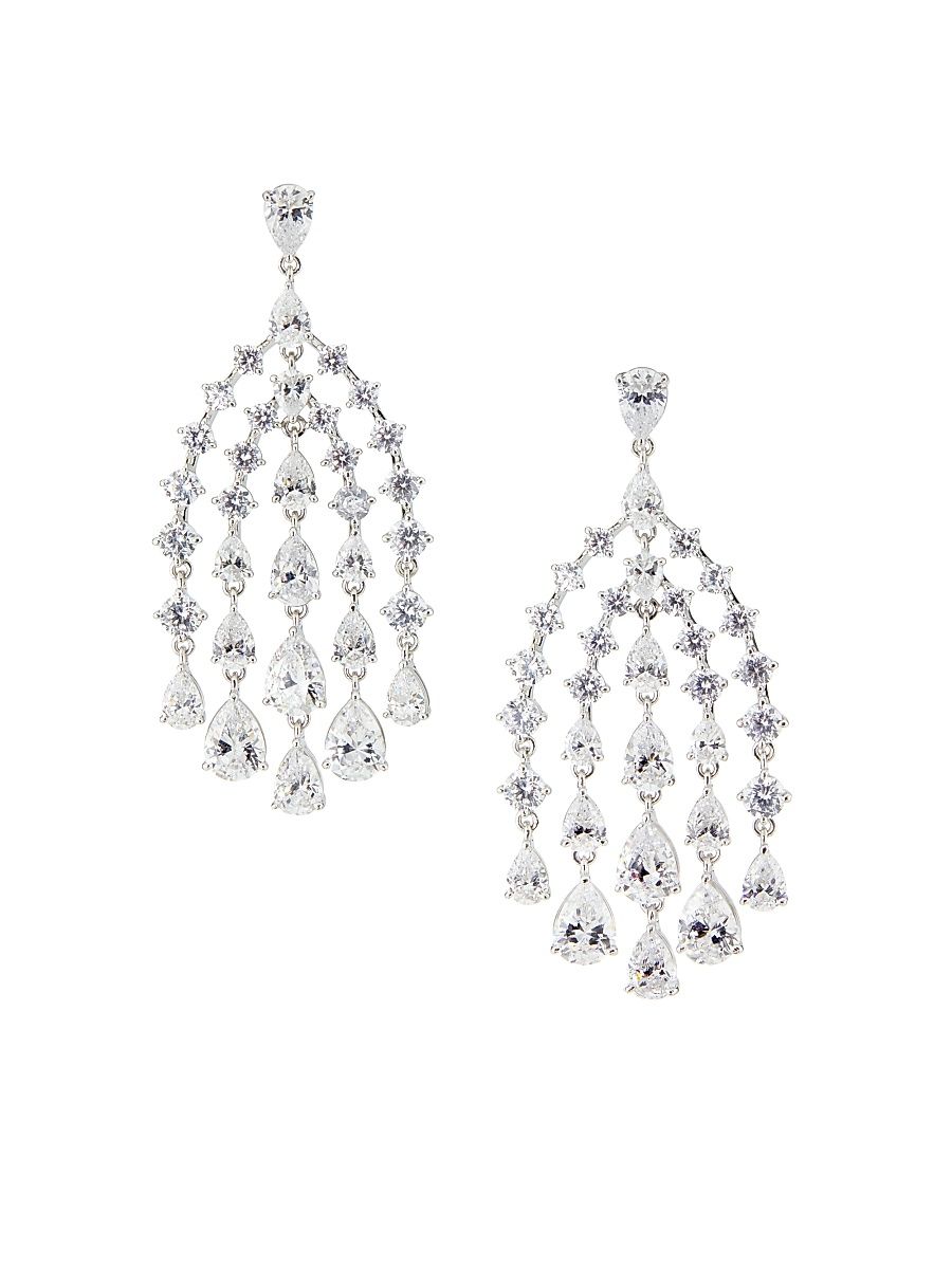 Adriana Orsini Women's Willow Cubic Zirconia Chandelier Earrings - Rhodium
