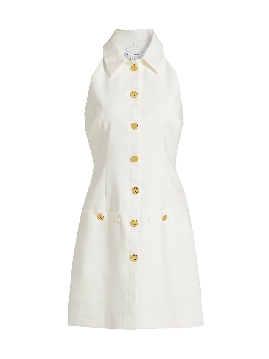 Women's Roxanne Linen-Blend Halter Minidress - Dove - Size 16