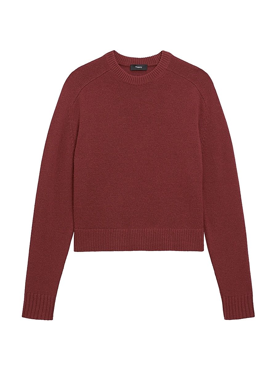 Women's Cashmere Crop Sweater - Oxblood Red - Size Large