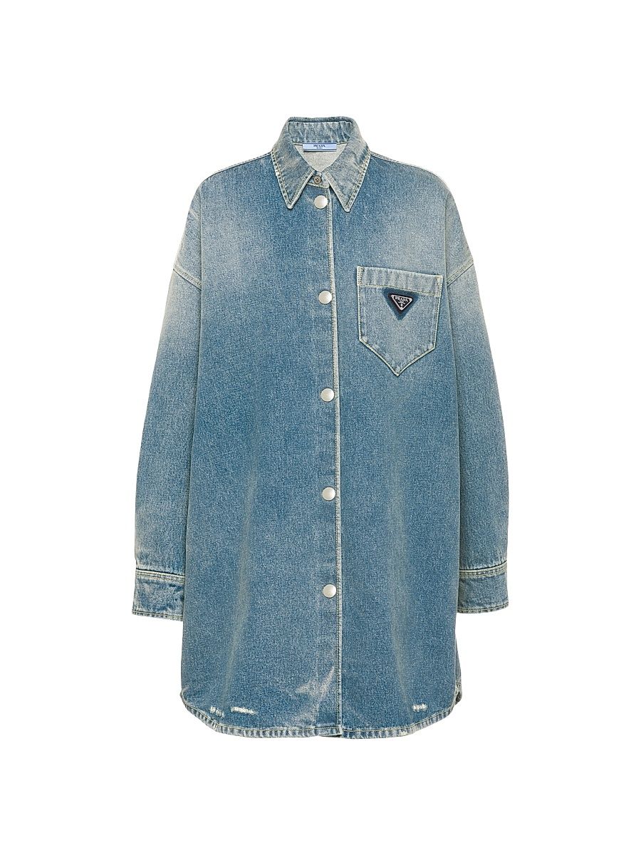 Women's Oversized Denim Shirt - Blue - Size 8