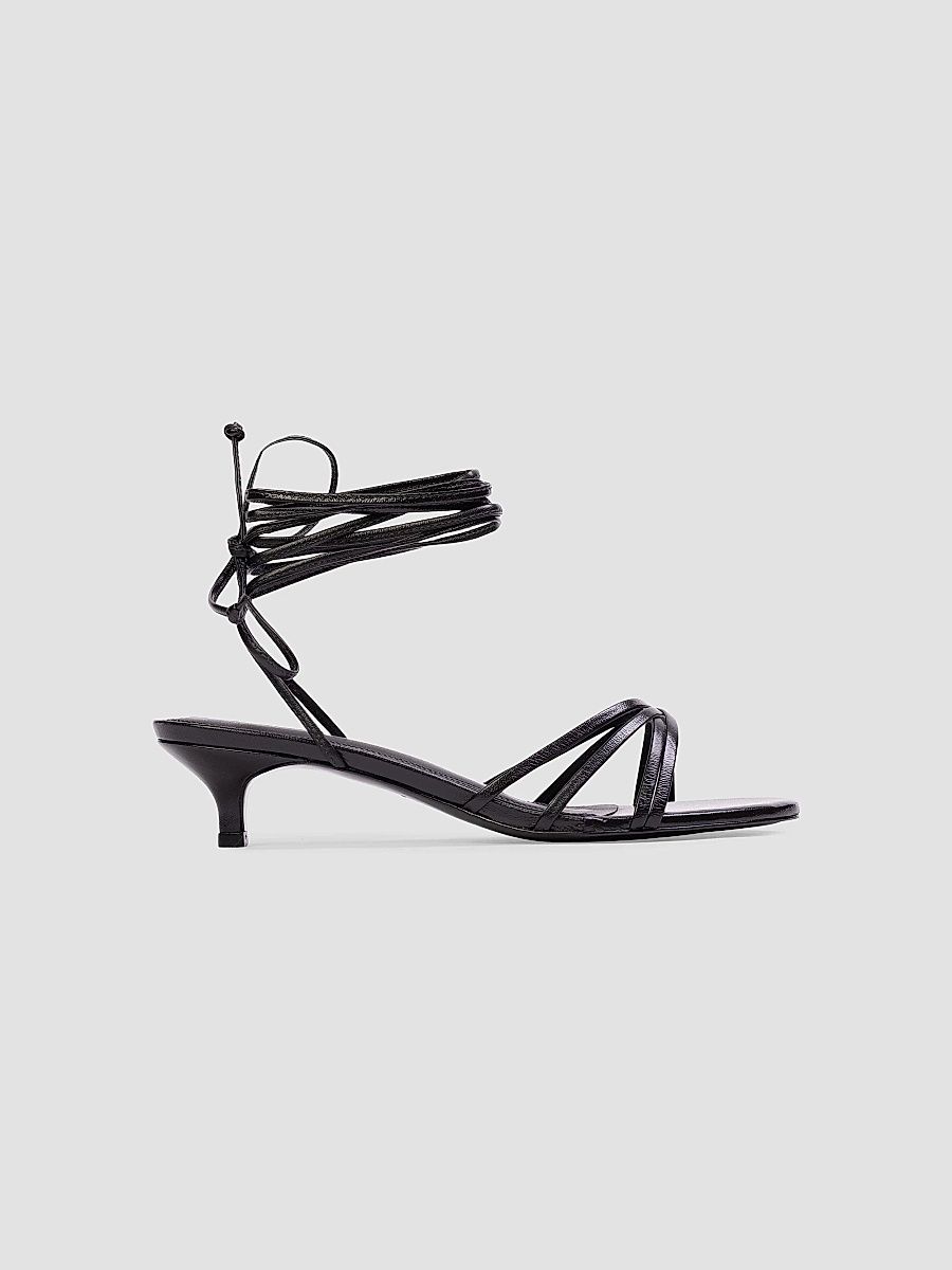 Black Suede Studio Women's Suri 35MM Leather Sandals - Black Leather - Size 10