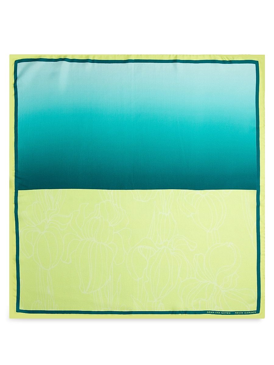 Women's Neon Garden Silk Foulard Scarf - Neon Garden