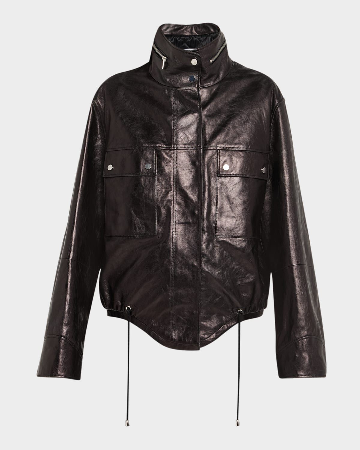 Washed Leather Bomber Jacket