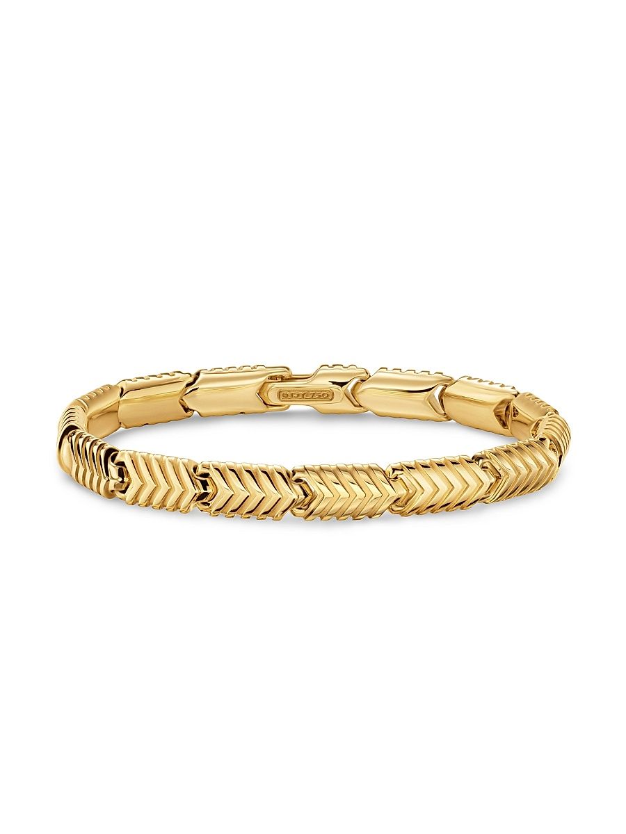 Men's Chevron Link Bracelet in 18K Yellow Gold, 7.6MM - Gold - Size Medium