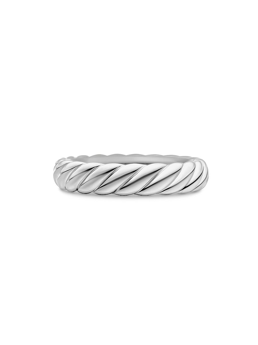 Women's Sculpted Cable Band Ring In 18K White Gold - White Gold - Size 7
