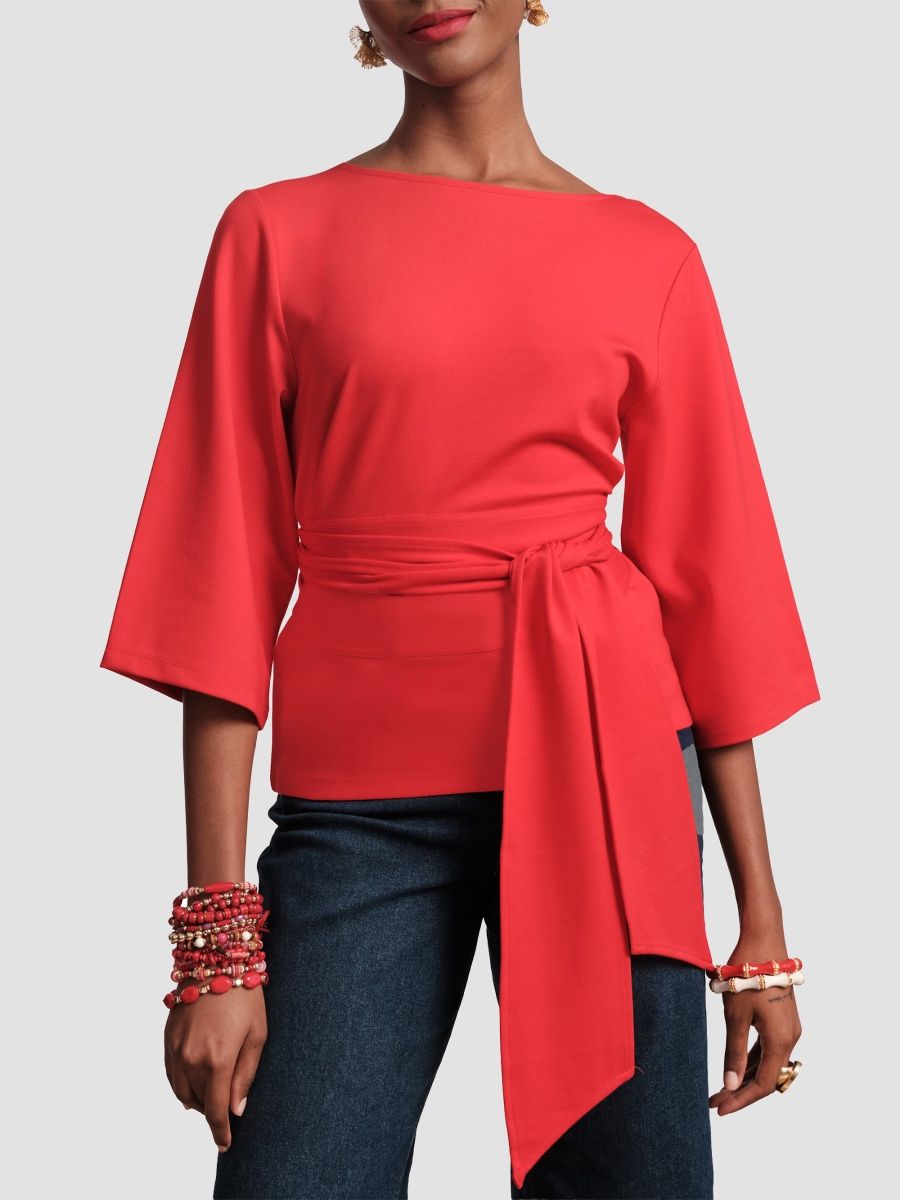 Frances Valentine Women's Whitney Wrap Top - Red - Size Medium