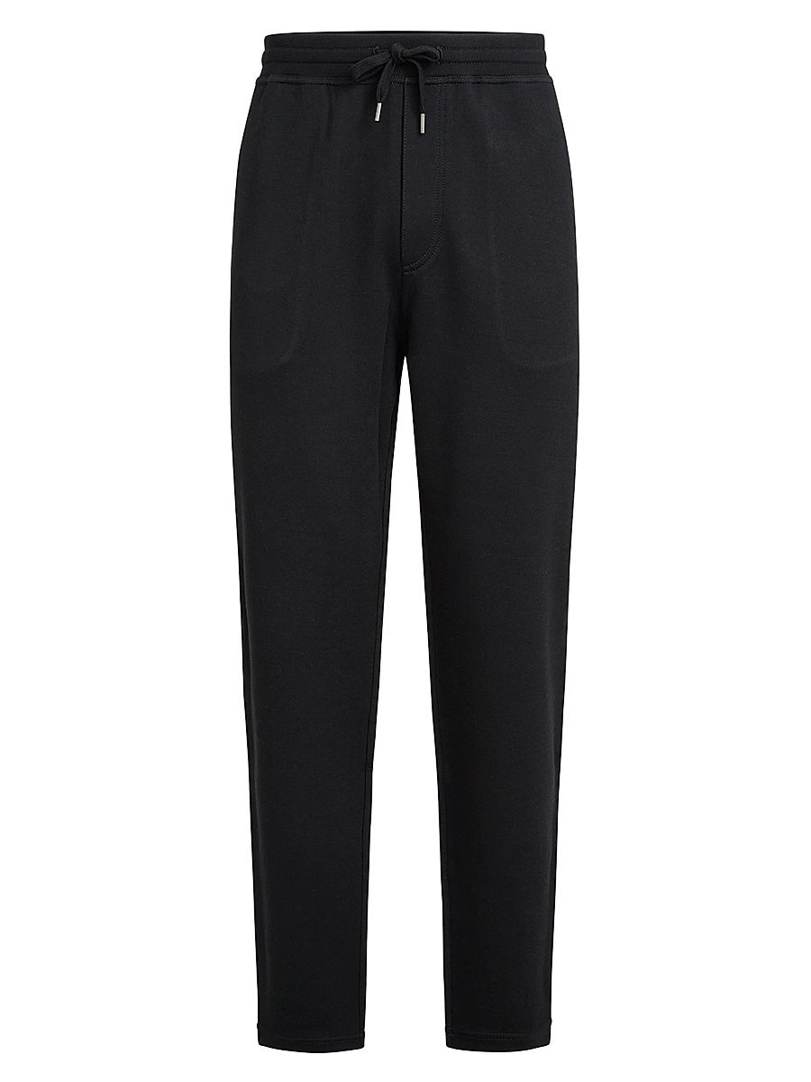 Men's Cotton, Cashmere and Silk French Terry Double Cloth Trousers - Black - Size XL