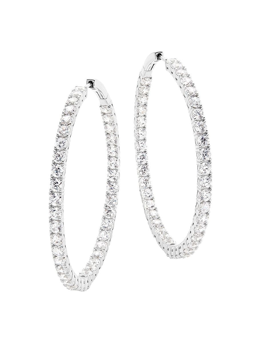 Women's Mesmermize Rhodium-Plated & Cubic Zirconia Inside-Out Hoop Earrings - Silver Crystal
