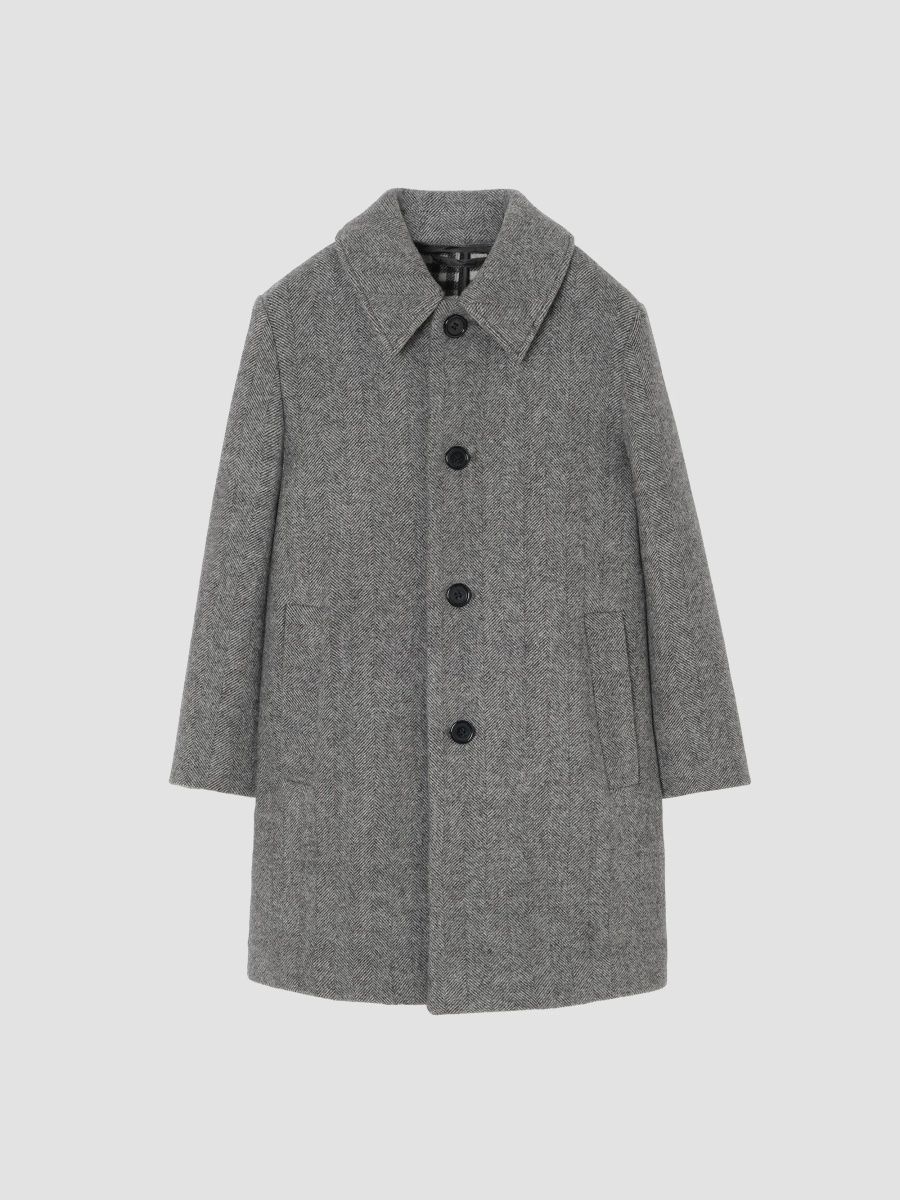 Burberry Boy's Little Boy's & Boy's Herringbone Wool Car Coat - Dawn Grey Check - Size 10