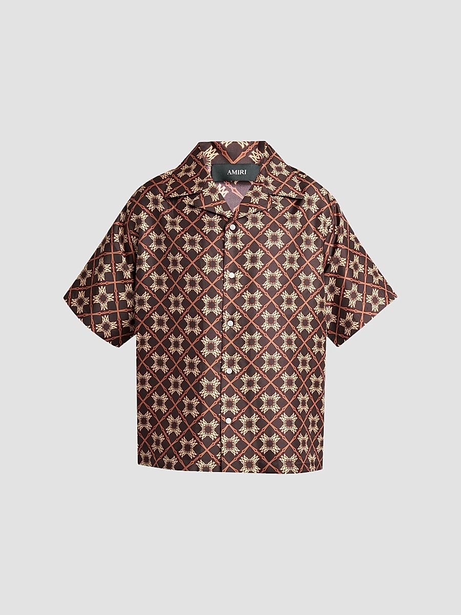 Men's Geometric Silk Camp Shirt - Husk - Size XXL