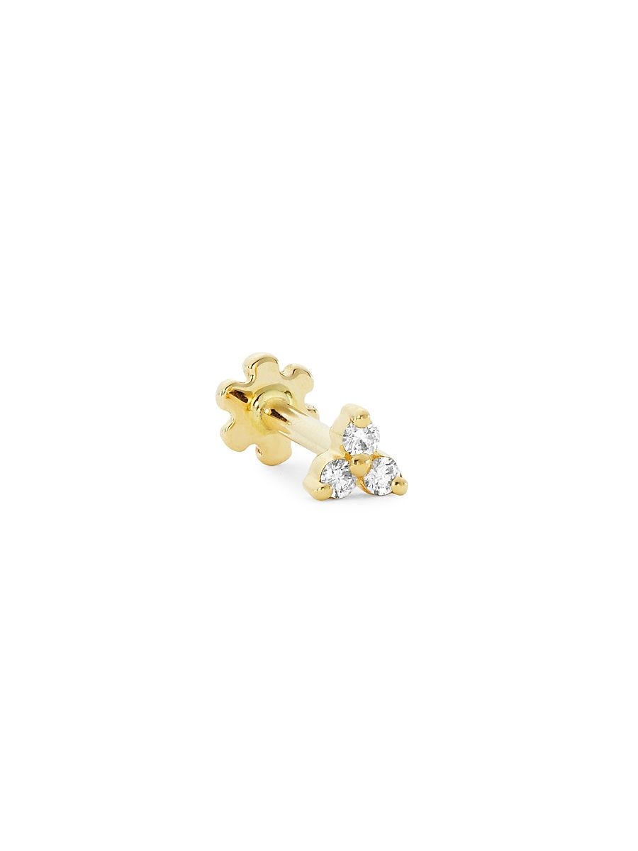 Women's Piercing Triangle Paving 18K Yellow Gold & Diamond Single Earring - Yellow Gold