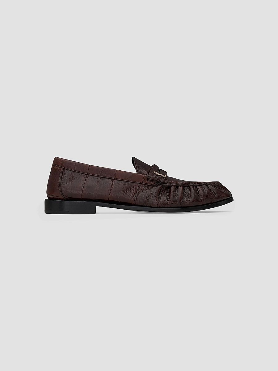 Saint Laurent Men's Men's Le Loafers Supple in Eel - Scotch Brown - Size 11.5