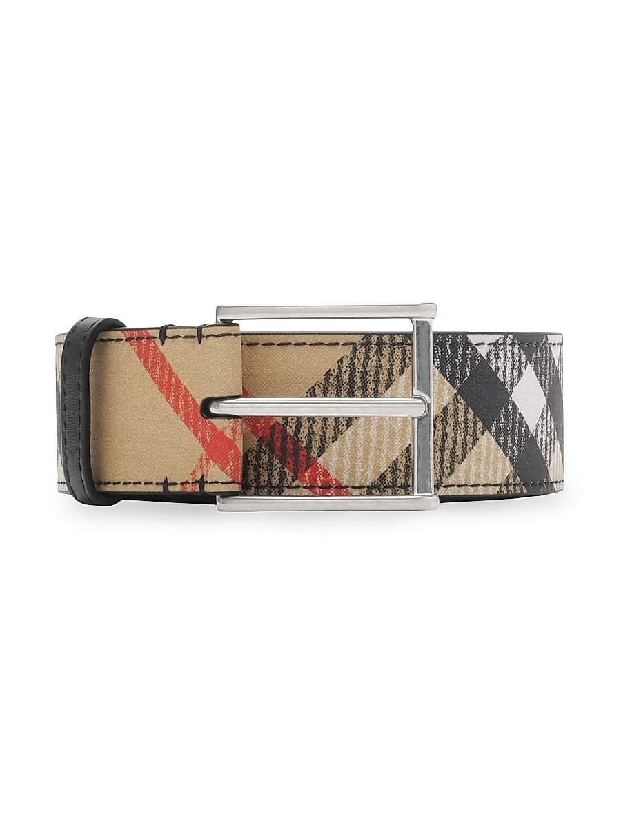 Men's Shield Classic Check Belt - Sand - Size 40