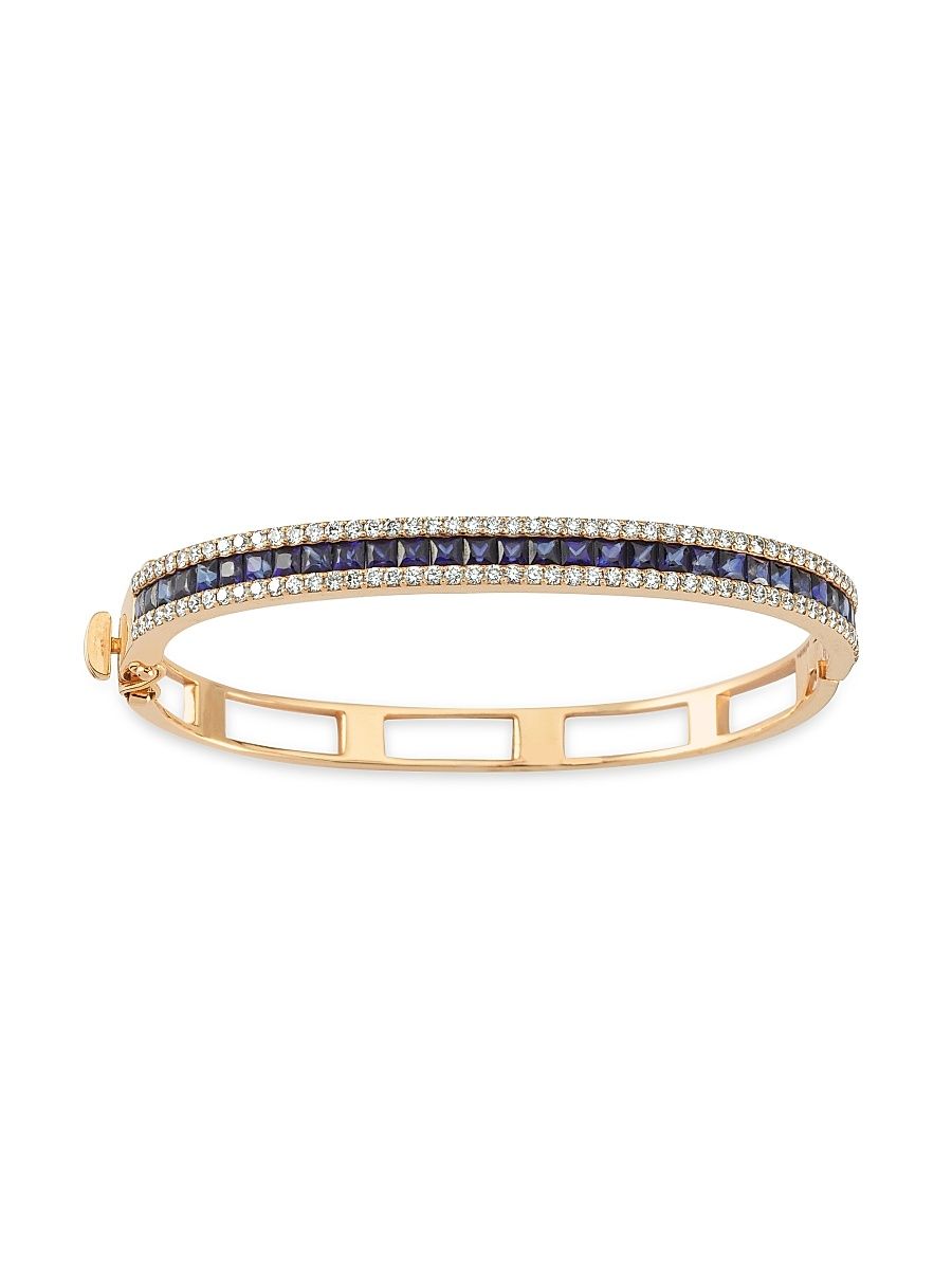 Women's 18K Yellow Gold, 1.06 TCW Diamond & Sapphire Mondrian Bracelet - Rose Gold