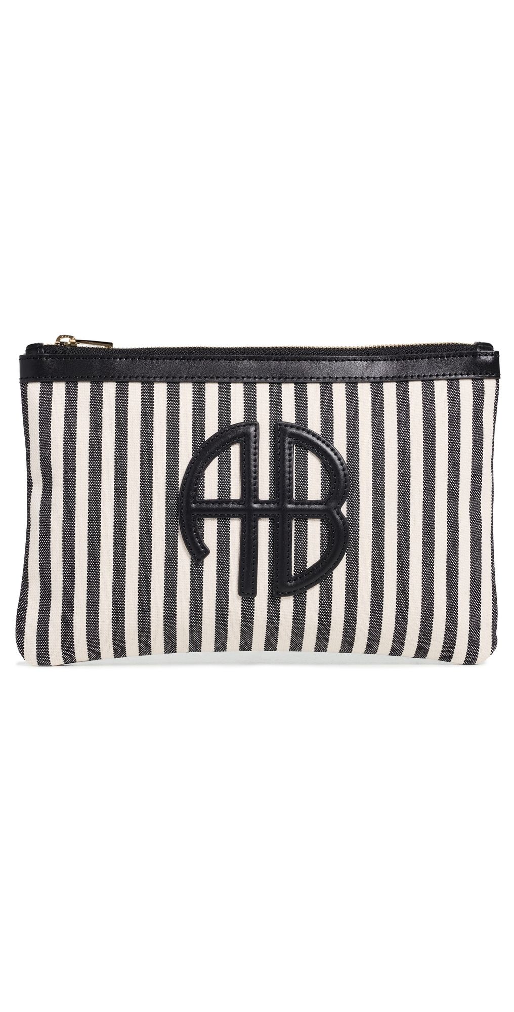 ANINE BING Lili Pouch White and Black Stripe One Size
