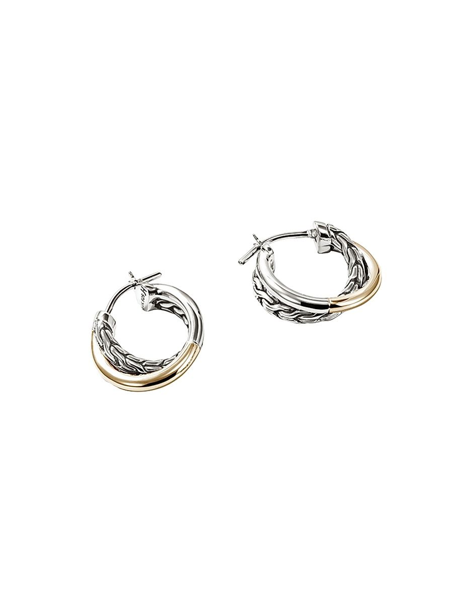 Women's JH Essentials 14K Yellow Gold & Sterling Silver Small Crossover Earrings - Silver And Yellow Gold