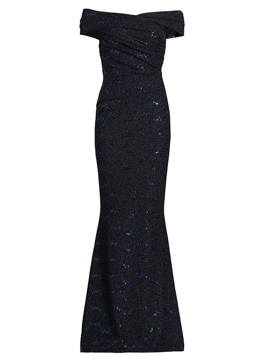 Women's Off-The-Shoulder Jersey Gown - Royal Navy - Size 14