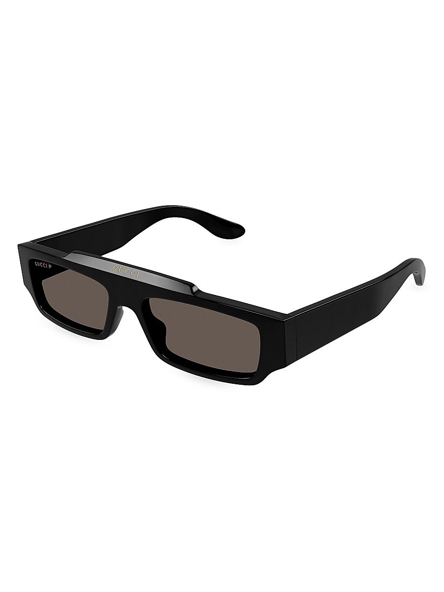 Men's Faceted Specs 55MM Rectangular Sunglasses - Black Grey
