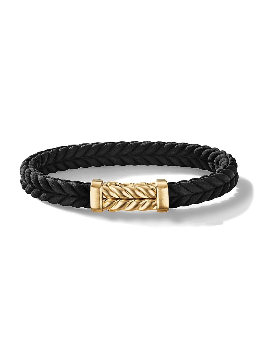 Men's Chevron Bracelet in Black Rubber - Black - Size Medium