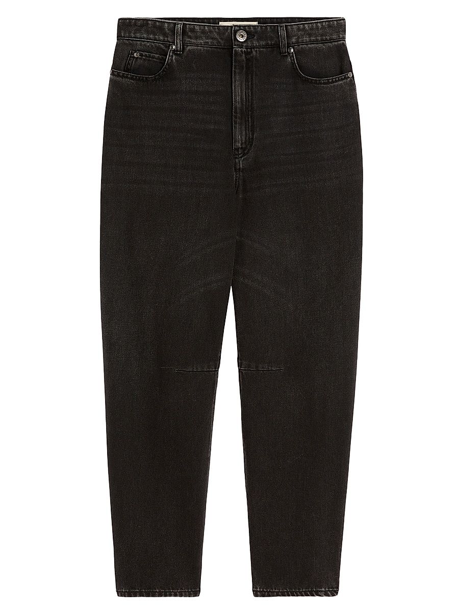 Women's Cotton Denim Barrel Leg Jeans - Black - Size 16