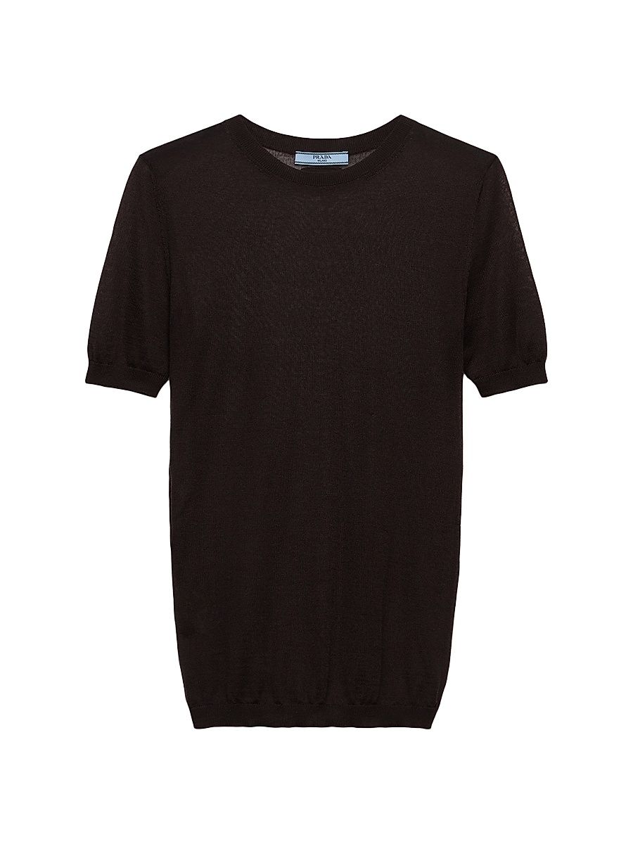 Women's Cashmere and Silk Crew-Neck Sweater - Brown - Size 4