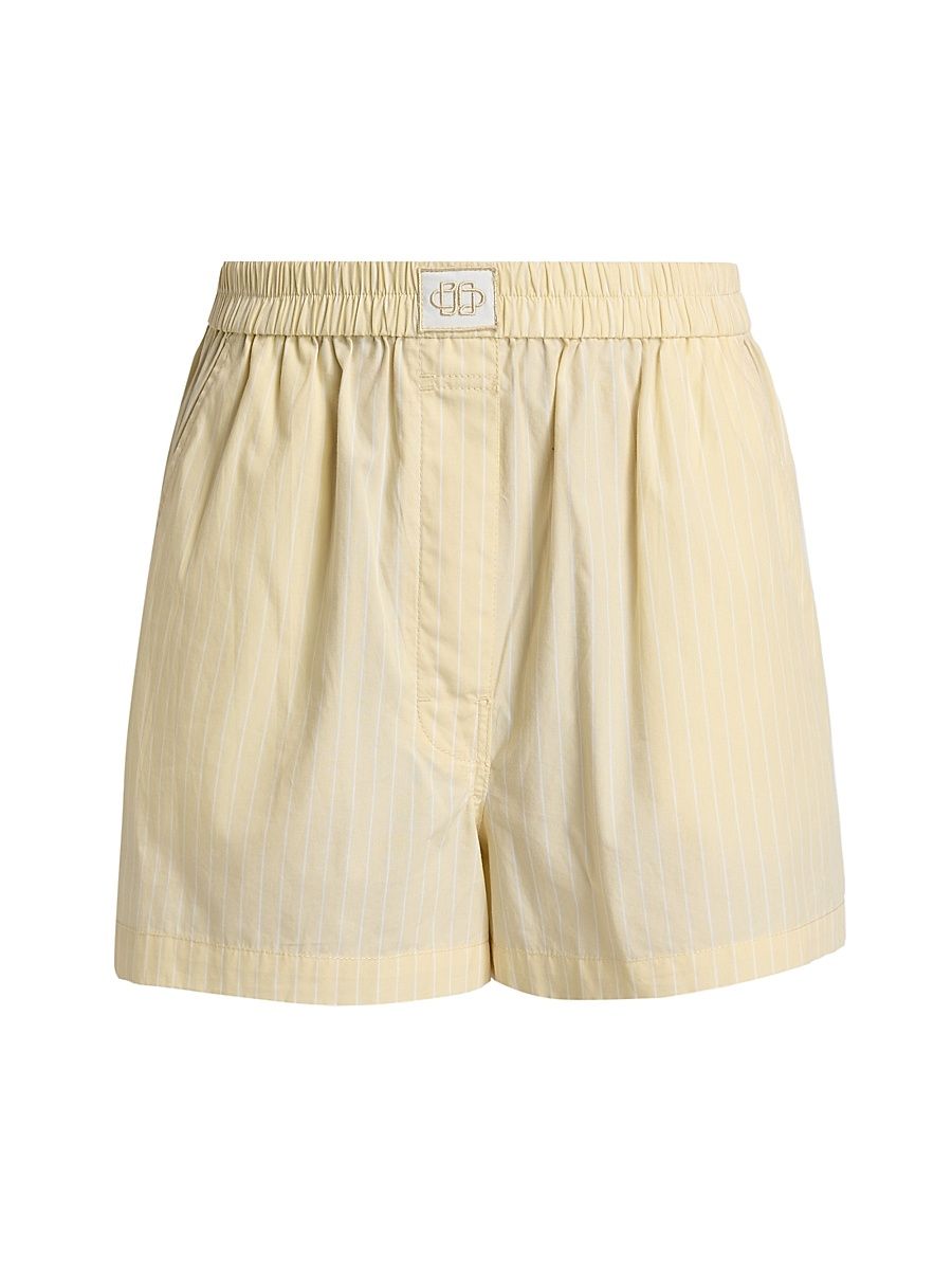 Women's Sarah Cotton Shorts - Buttercream Stripe - Size XL
