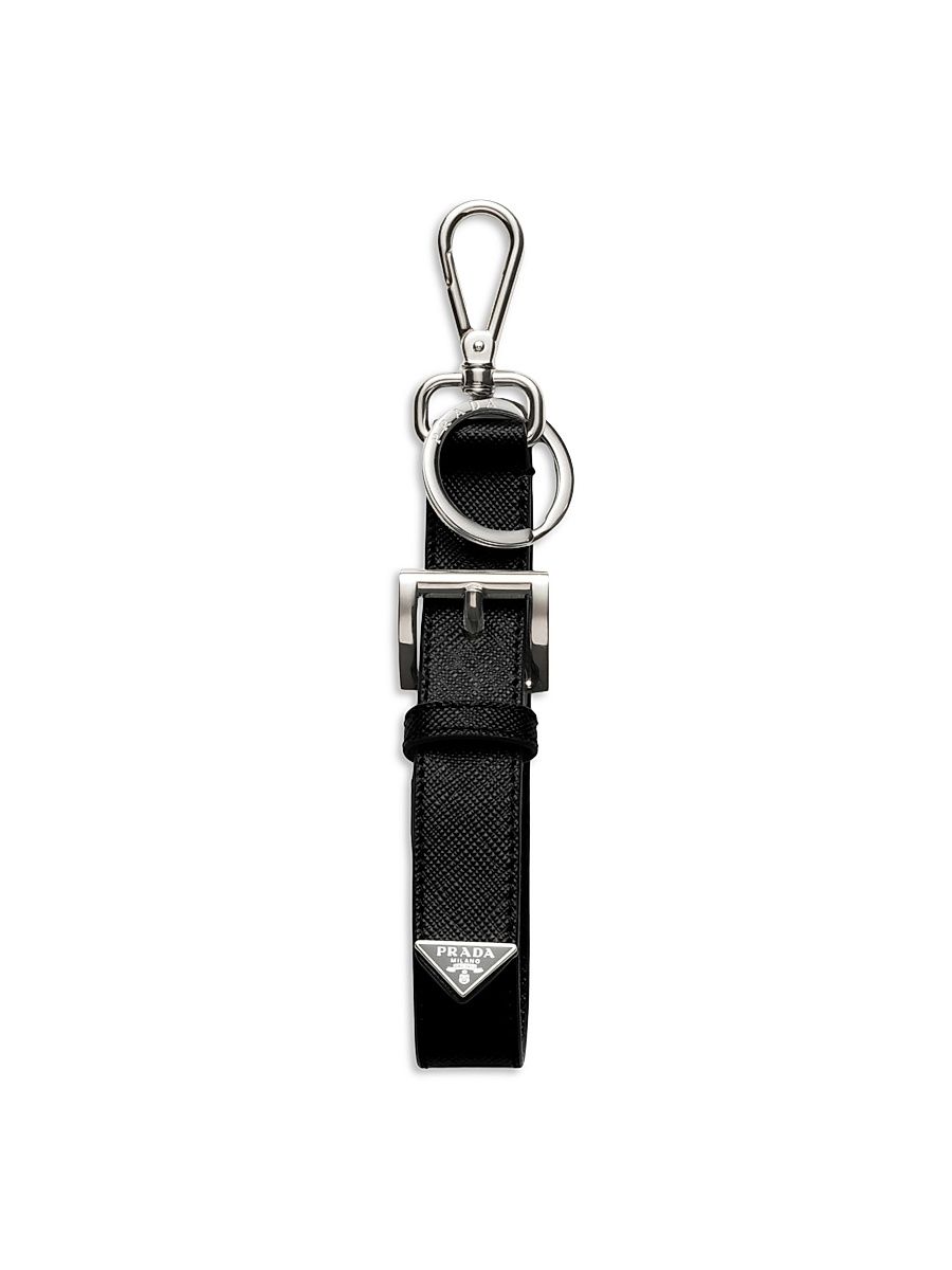 Women's Saffiano Leather Key Ring - Black