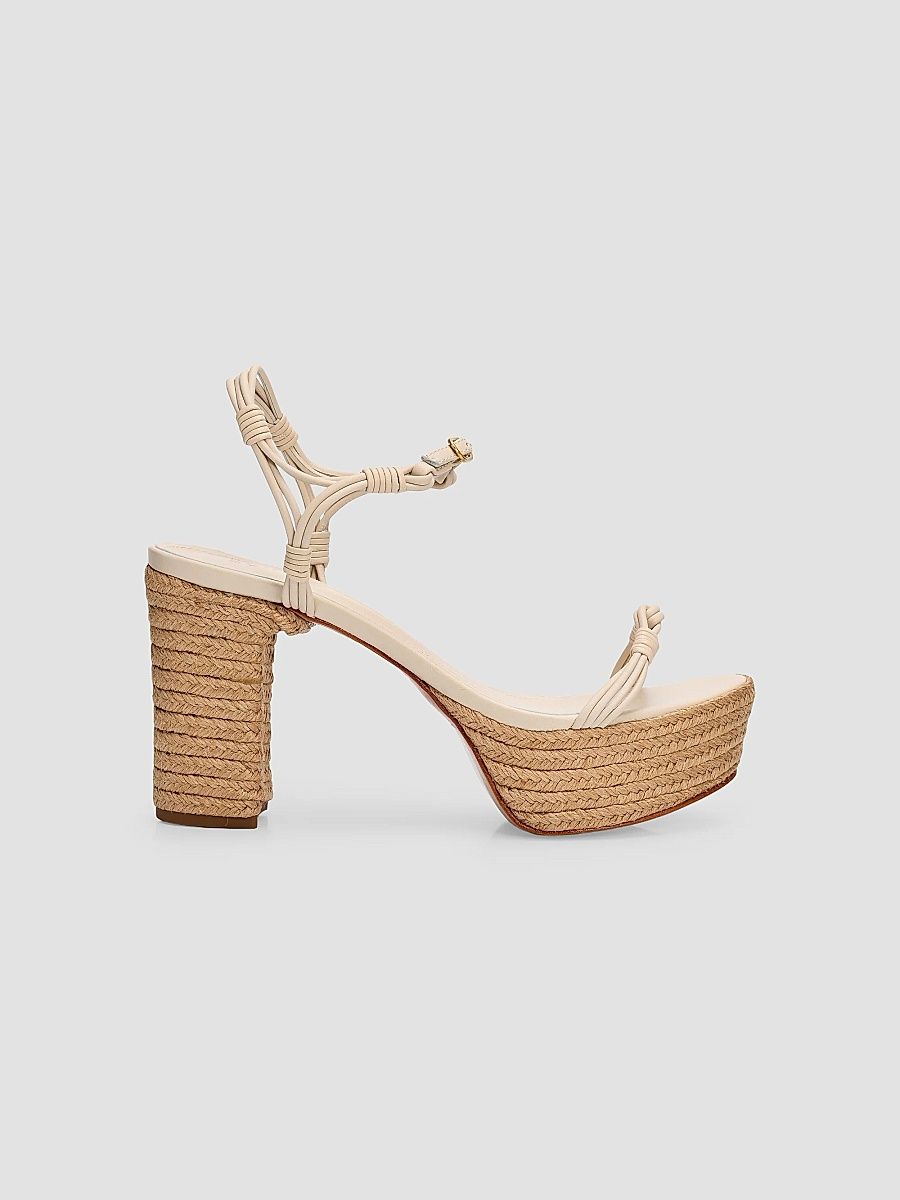 Schutz Women's Nara 100MM Leather Espadrille Platform Sandals - Sugar White Tonal - Size 11