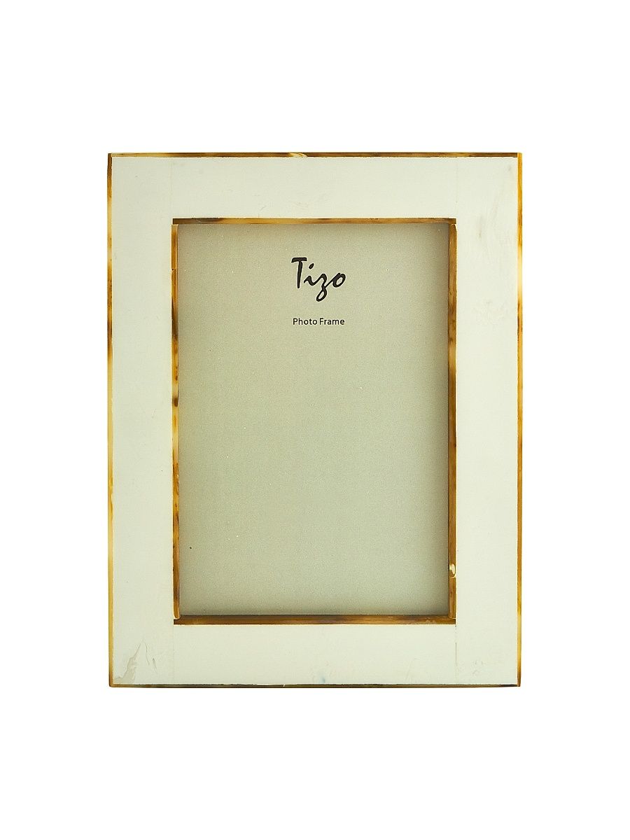 Bone Resin & Faux Horn Border Frame - Natural White - Size 8x10