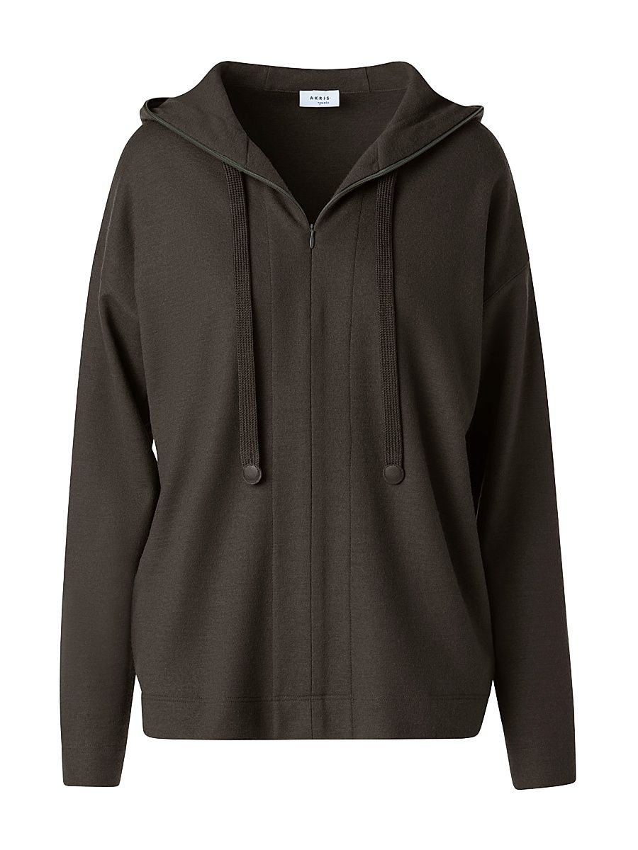 Women's Relaxed Wool Hoodie - Bark - Size 4