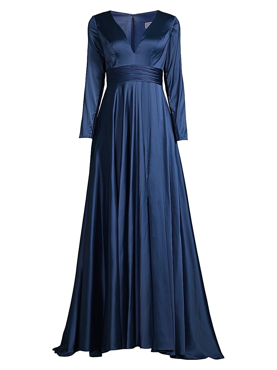 Women's Satin Empire Waist Ballgown - Midnight - Size 16