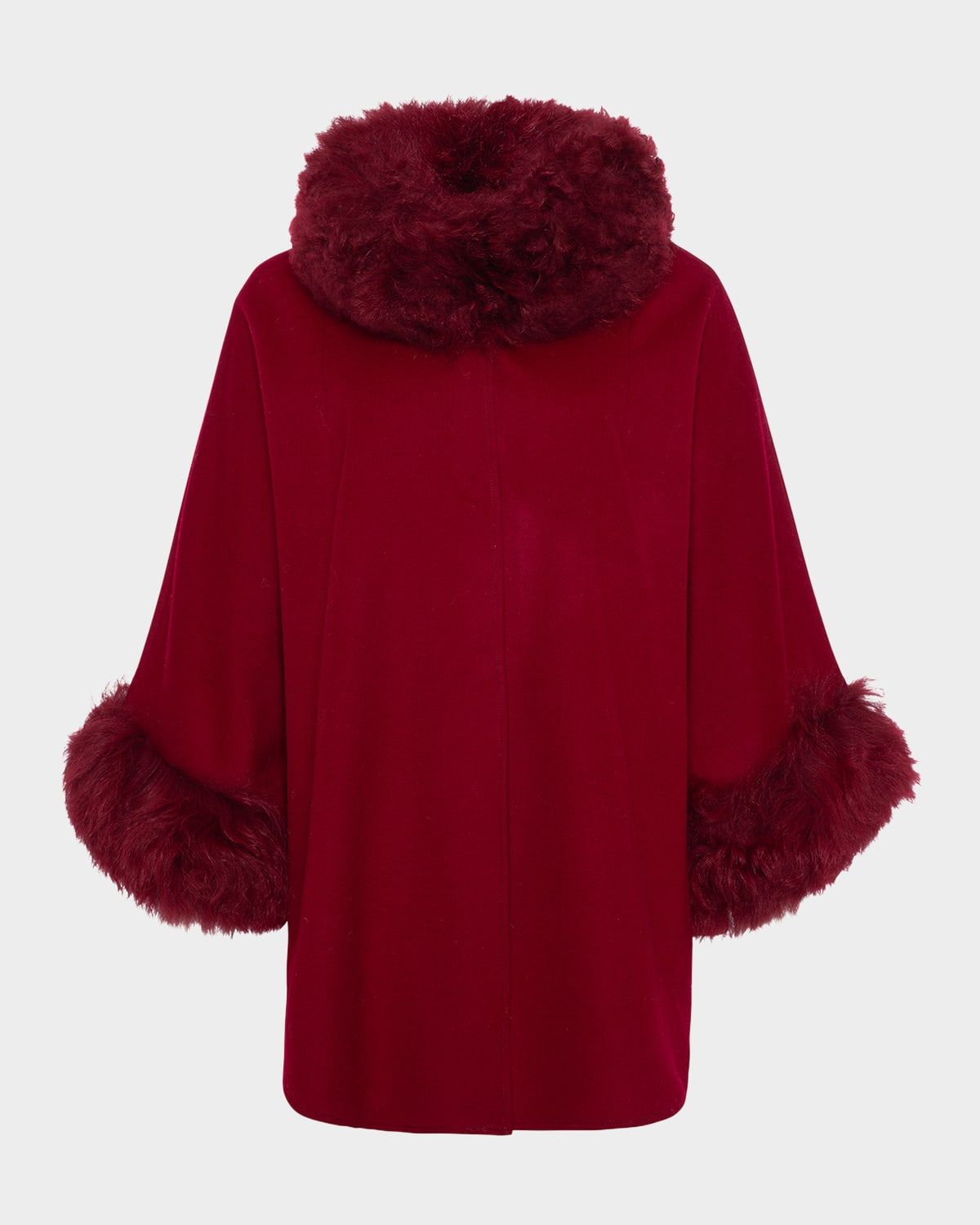 Cashmere & Wool Blend Cape with Select Lamb Shearling Trim