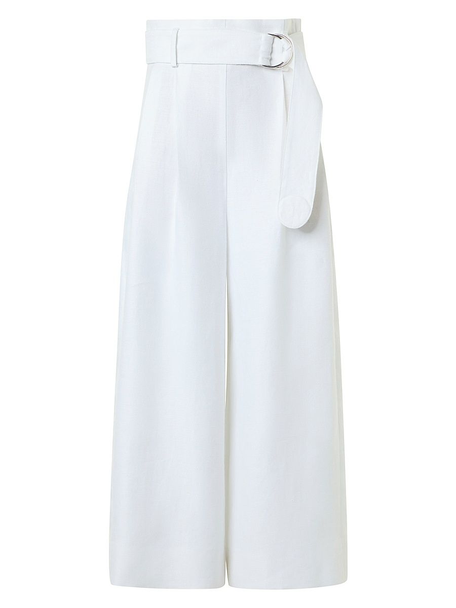 Women's Fiorella Linen Belted Culottes - Cream - Size 2