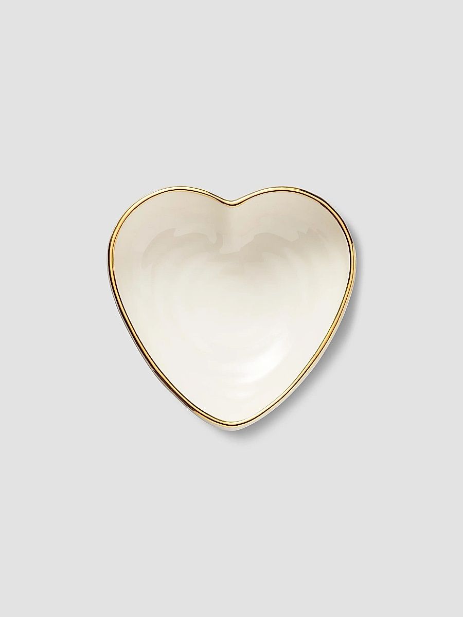 Rimmed Heart Dish - Cream Gold