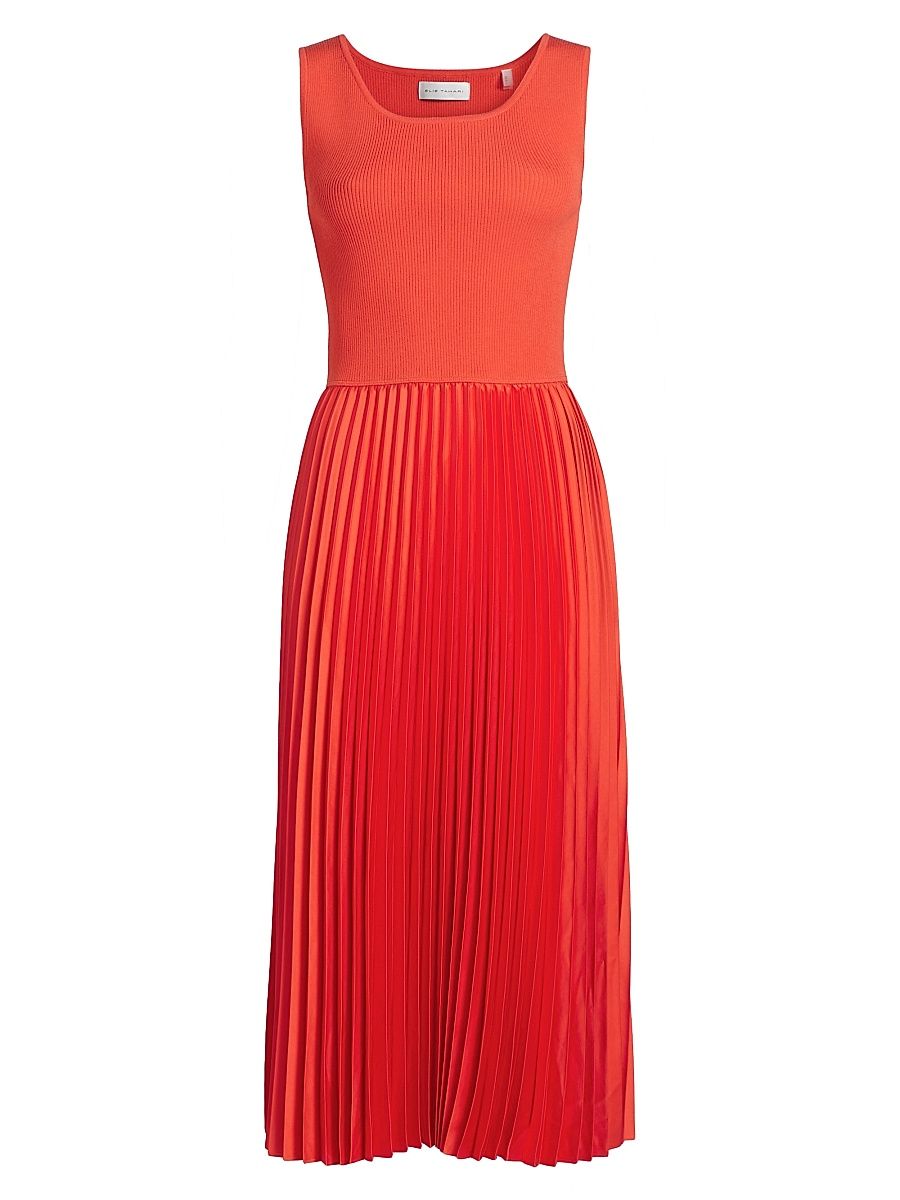 Women's The Mave Pleated Mixed-Media Sweaterdress - Orange Dream - Size XL