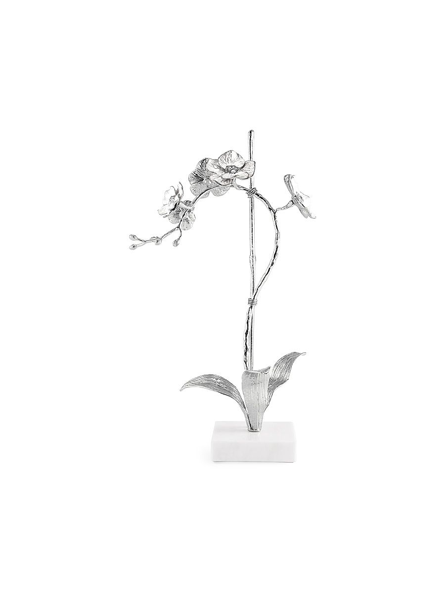 Silver Orchid Stem Small Sculpture