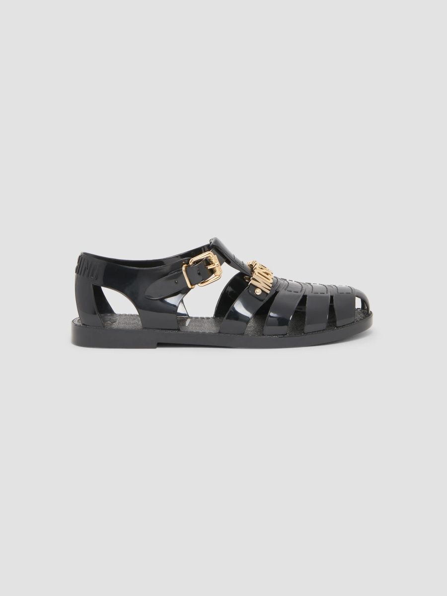 Moschino Men's Logo Jelly Fisherman Sandals - Black - Size 12
