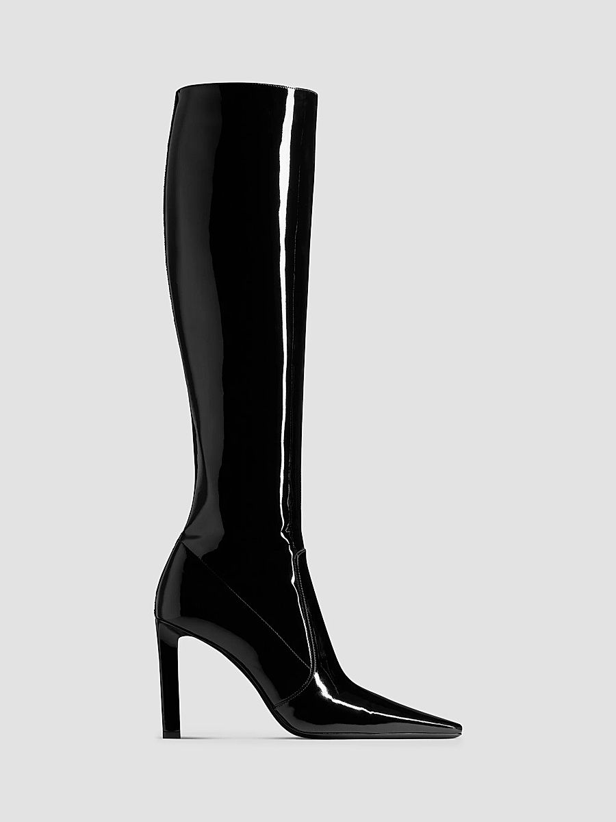 Saint Laurent Women's Francoise Boots in Patent Leather - Black - Size 11