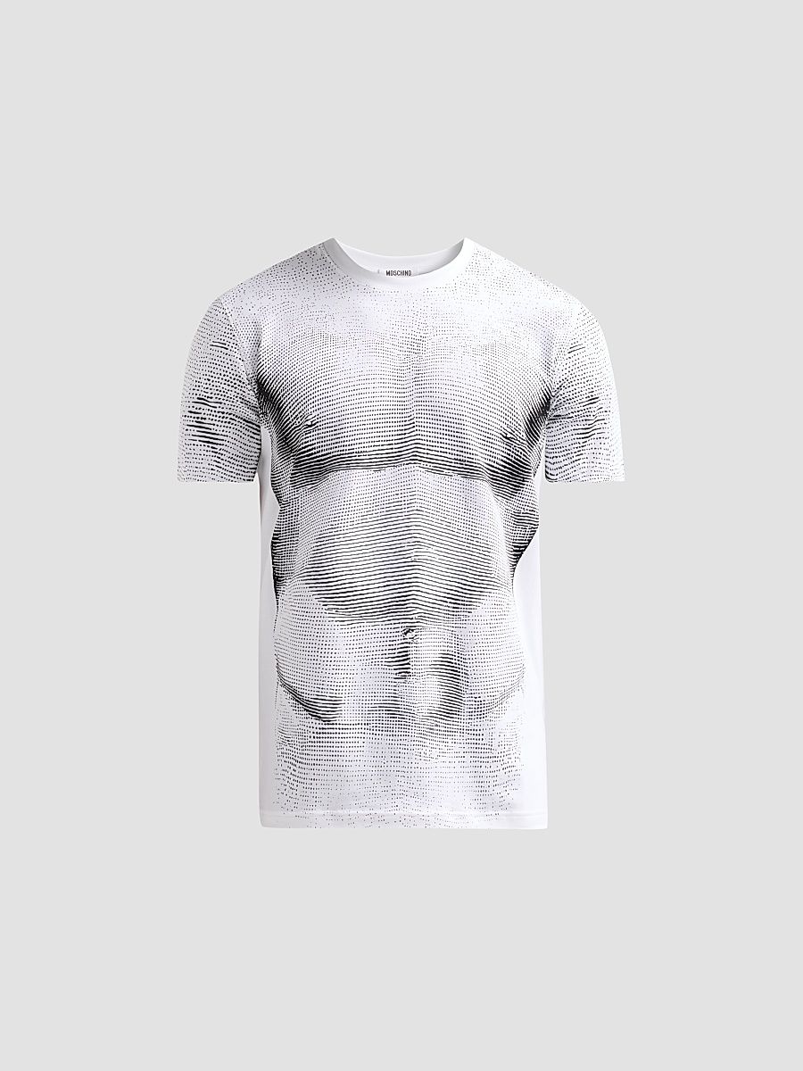 Men's Abstract Print Cotton T-Shirt - White - Size Large