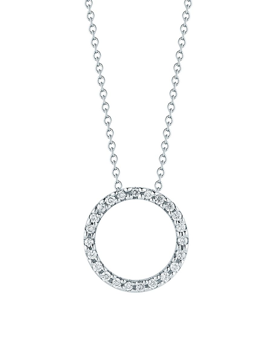 Women's Tiny Treasures 0.11 TCW Diamond & 18K White Gold Petite Circle Pendant Necklace - White Gold