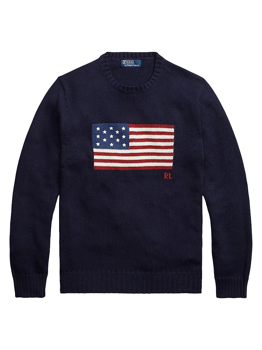 Men's The Iconic Flag Cotton Sweater - Hunter Navy - Size XL
