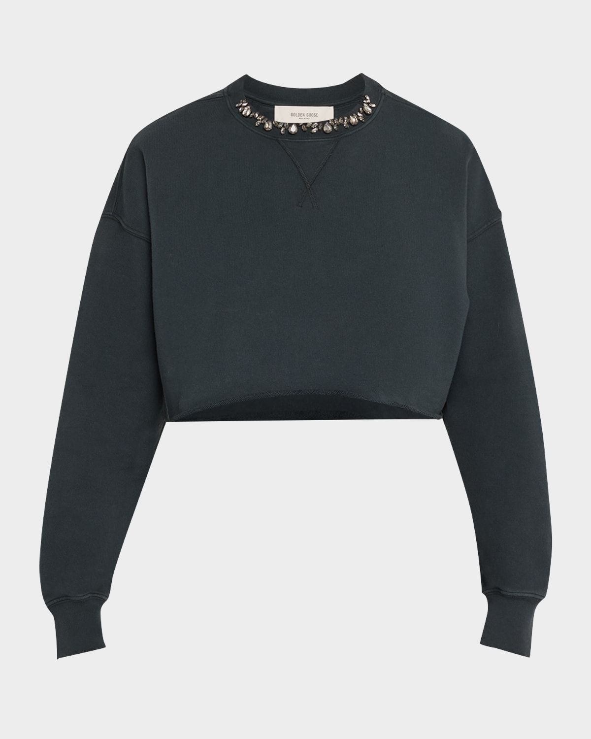 Golden Embellished Cropped Sweatshirt