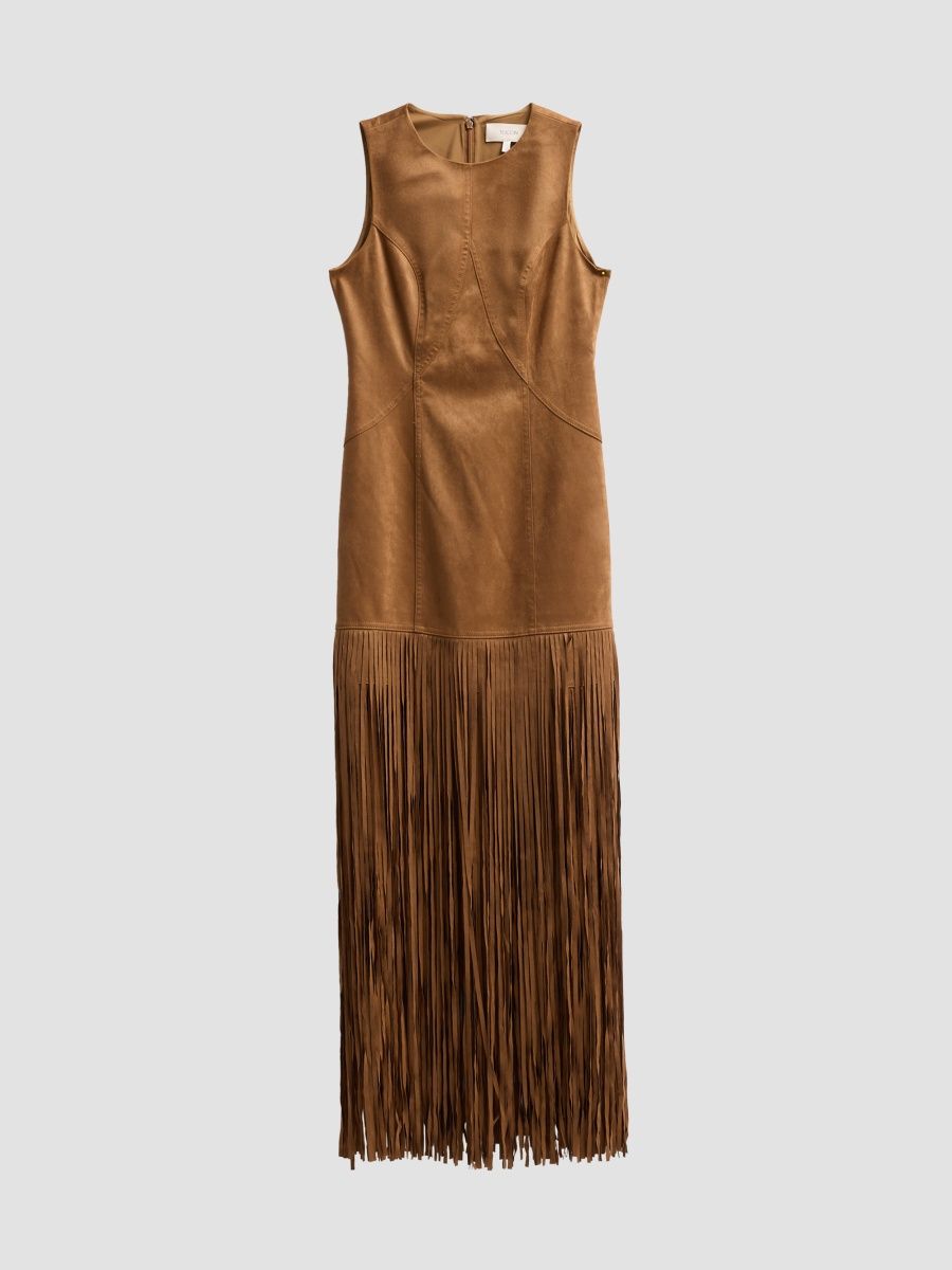 Toccin Women's Esther Fringe Maxi Dress - Cedar - Size 2