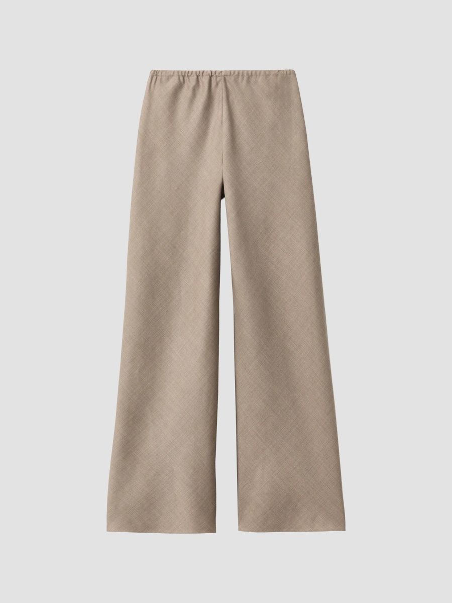 Lafayette 148 New York Women's Waverly Fluid Wool Wide-Leg Pants - Hickory Melange - Size Small